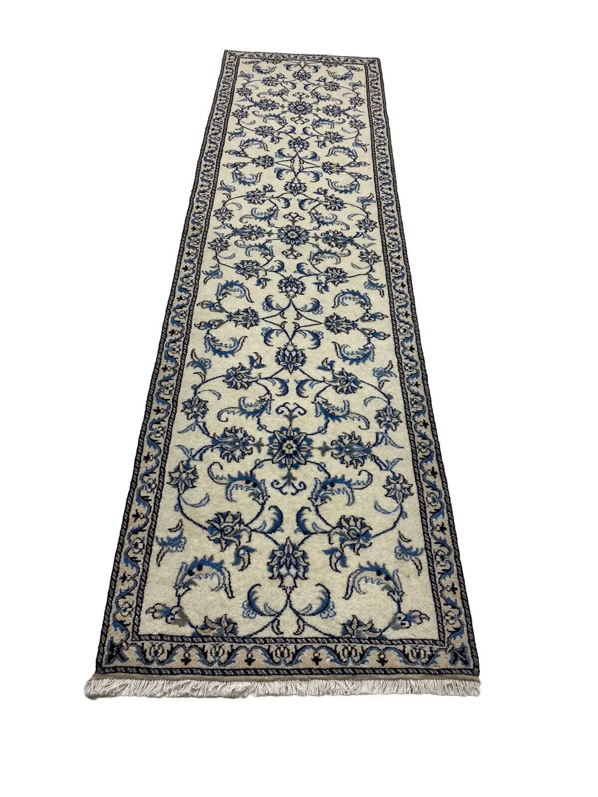 **Orientteppich Super Nain 290 x 80 cm - 300.000 Knoten/m² - 90% Schurwolle, 10% Seide - handgeknüpft, Perserteppich**