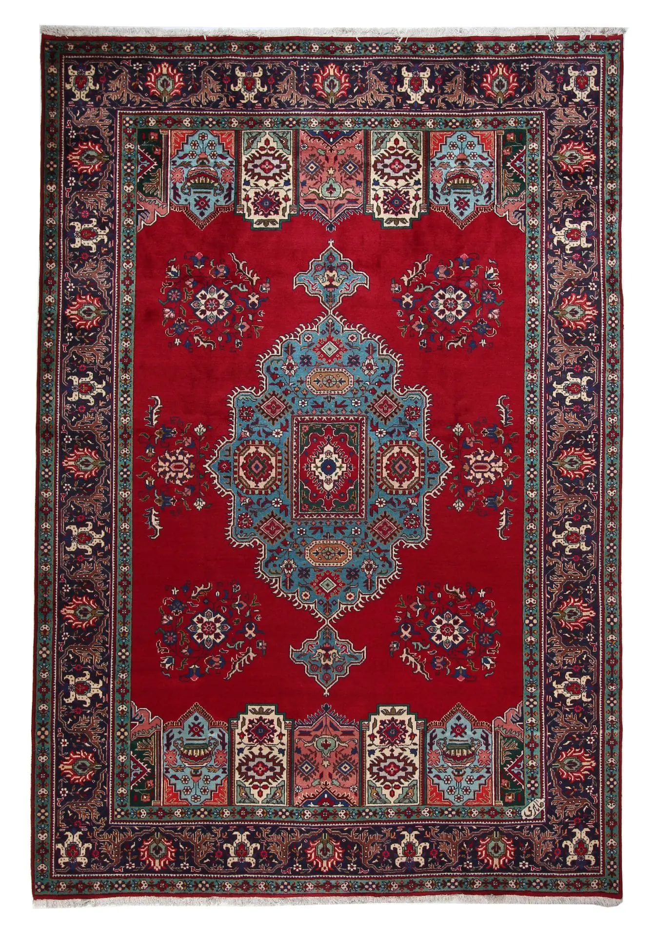 Perserteppich 234x343cm, Täbriz 35Raj, handgeknüpft, hochwertige Wolle