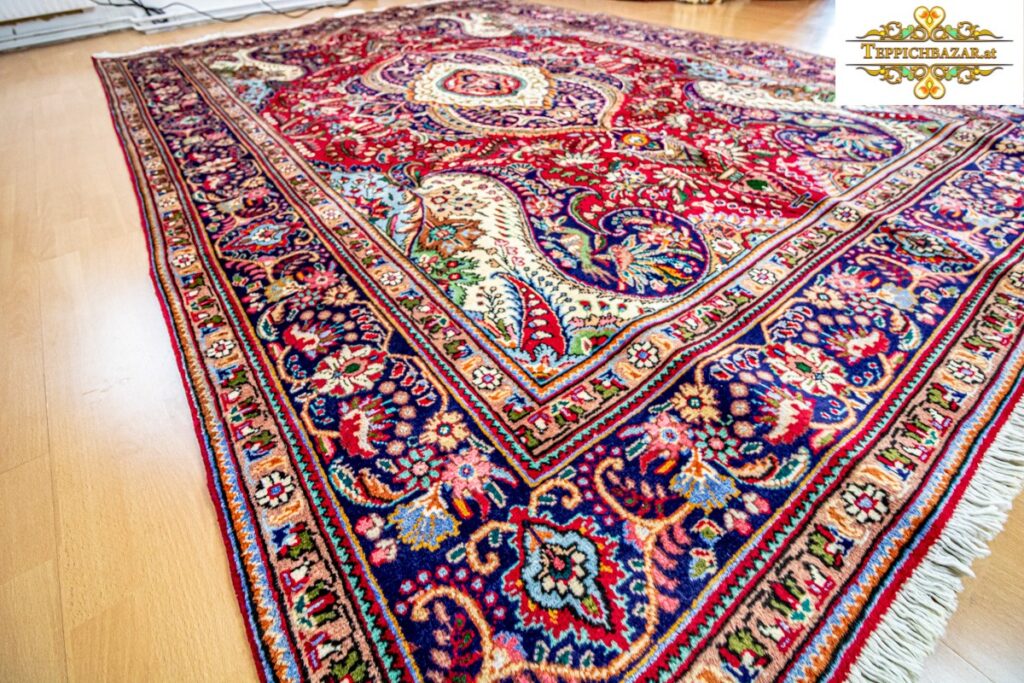 (#160) NEW APPROX. 296X210CM HANDKNOTTED PERSIAN RUG TABRIZ IRAN TABRIZ,PERSIAN RUG,CARPET BAZAR,ORIENTAL RUG,SILK RUG,WITH SILK,HANDKNOT,HANDKNOT,GABBEH,KELIM,BUY ONLINE ORIGIN: IRAN TABRIZ KNOT DENSITY: APPROX. 130.000 KNOTS/SQM (25 RADJ) CONDITION: NEW WITH NO SIGNS OF USE WITH LIVING COLORS (SEE PHOTOS) PATTERN: TABRIZ MEDALLION MATERIAL: VIRGIN WOOL ON COTTON PERSIAN RUG ORIENTAL RUG