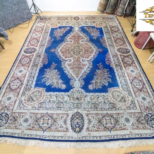 W1(#188) cca 370*270cm Ručne viazaný pravý vzácny perzský koberec unikát - Kirmanov vzor medailónu (Perzia) Klasický starožitný Viedeň Rakúsko Kúpiť online