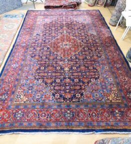 (#192) 345x235cm Hand-knotted antique Persian carpet Mahi fish pattern Moud