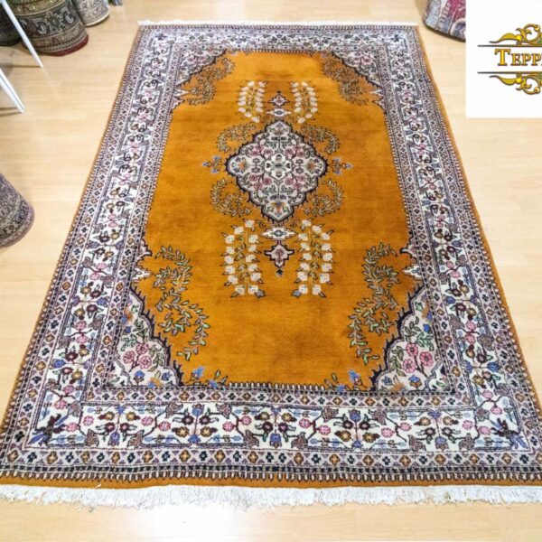 W1 (#221) ako NOVÝ cca 270x185cm Ručne viazaný perzský koberec Kirman Golfarang Kvetinový medailón s panenskou vlnou Klasický starožitný Viedeň Rakúsko Kúpiť online