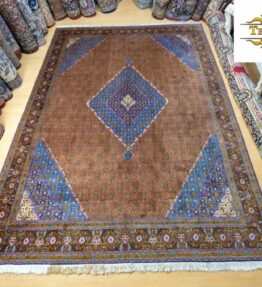 (#238) approx. 340x250cm Hand-knotted semi-antique Persian carpet Tabriz Mahi fish pattern with silk