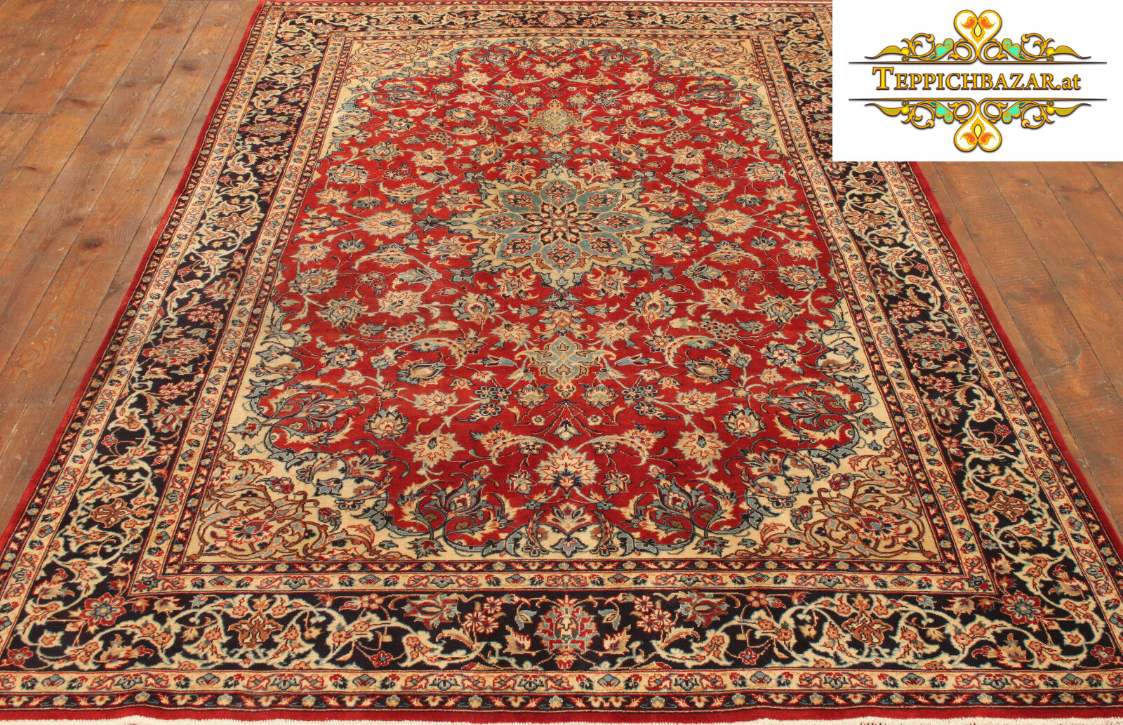 Tappeto Persiano Qom Seta Turchese 180 x 120 cm