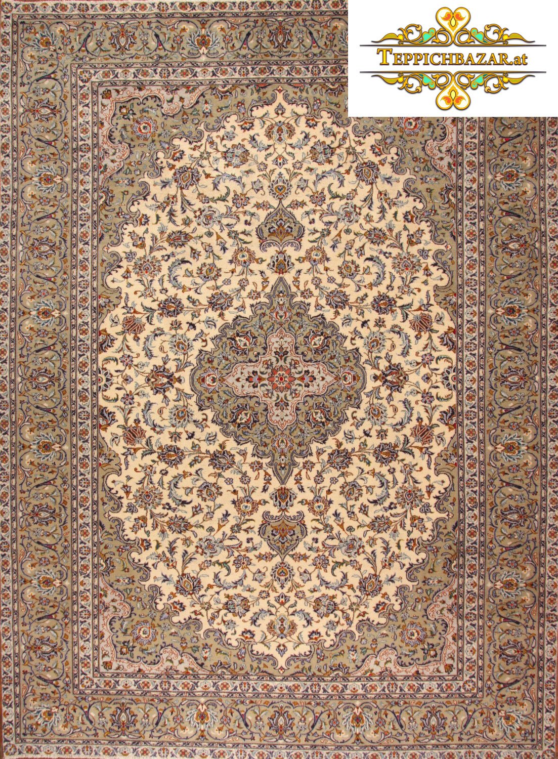 H1101) ca 390x286cm Håndknyttet Kashan (Kashan) persisk Carpetbazar.at | håndknyttede persiske og orientalske tæpper online!