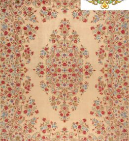 (#H1039) приблизно 412x304 см Квітковий перський килим Керман (Кірман), пов’язаний вручну