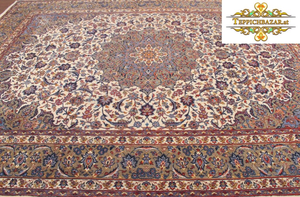 (#H1051) APPROX. 400X297CM HANDKNOT CENTRAL PERSIA PERSIA CARPET PERSIAN RUG, CENTRAL PERSIA, WOOL, ORIENT RUG, CARPET BAZAR, CARPET, CARPETS, PATTERNS, BRICKLER, ORIENT RUG TYPE: PERSIAN CARPET WITH SIGNATURE ORIGIN: CENTRAL PERSIA FLOOR: 100% WOOL WITHOUT NE ADDING NECKLACE: 100% COTTON SIZE : 400X297CM NUMBER OF NODES: APPROX. 200.000 KNOTS PER M² CONDITION: VERY GOOD, IN TOP CONDITION PERSIAN CARPET ORIENTAL CARPET