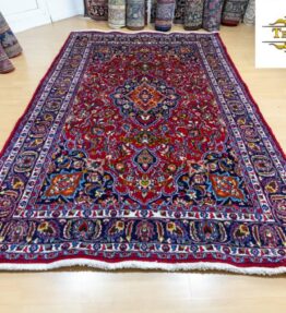 (#273) like new 284x196cm Meshed Persian carpet Mashad hand-knotted floral medallion with new wool