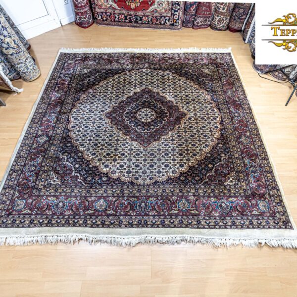Pārdots W1 (#278) aptuveni 250x250cm ar rokām mezglots austrumu paklājs INDO Moud persiešu paklājs