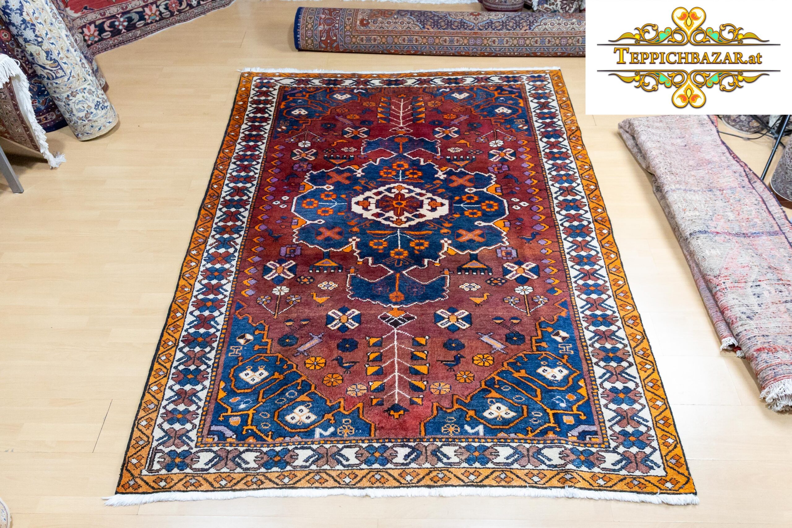 Verkauft W1(#279) ca. 230x174cm Handgeknüpfter Shiraz Qashqai Perserteppich Nomadenteppich mit Naturfarben aus Persien Yalameh yalameh Perserteppich Orientteppich
