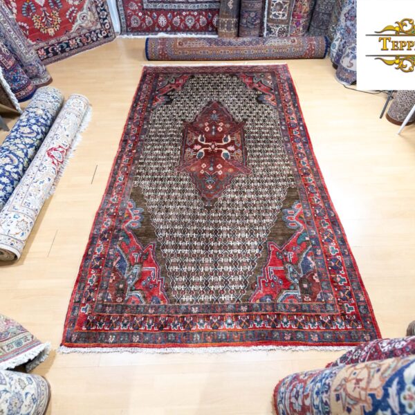 W1 (#280) approx. 285x157cm Hand-knotted Koliai Persian carpet with natural colors from Persia - very rare pattern with bird motif