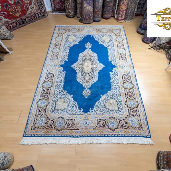 Vendu W1(#284) NEUF environ 272*182cm tapis persan noué à la main Tapis Kerman Kirman bleu (Perse)