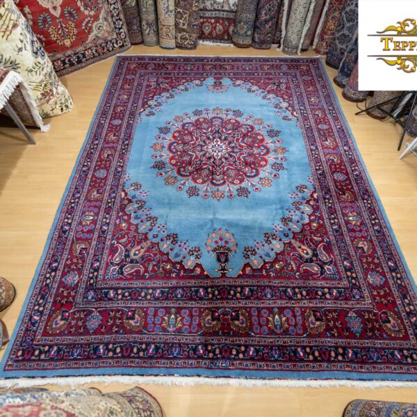 W1 (#289) ca. 340x251cm Handgeknoopt Sabzevar- of Sabzewar-tapijt met mazen, Khorasan Perzisch tapijt uniek
