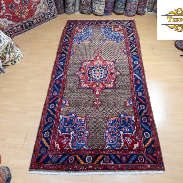 B1 (#298) ca 302x159cm Håndknyttet Koliai persisk tæppe med naturlige vegetabilske farver fra Persien - sjælden farvekombination.