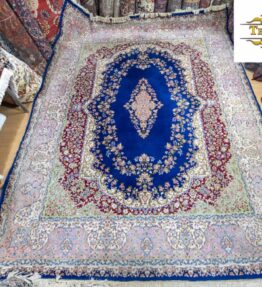 (#301) aprox. 400*300 cm tapete persa raro único feito à mão Kerman Kirman 360.000/m² tapete azul (Irã) raridade