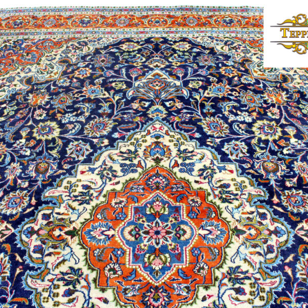 W1 (#221) jako NOVÝ cca 270x185cm Ručně vázaný perský koberec Kirman Golfarang květinový medailon s novou vlnou starožitná klasika Vienna Austria koupit online.