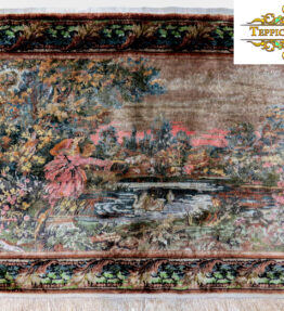(#F1087) approx. 125x90cm Hand-knotted China silk carpet