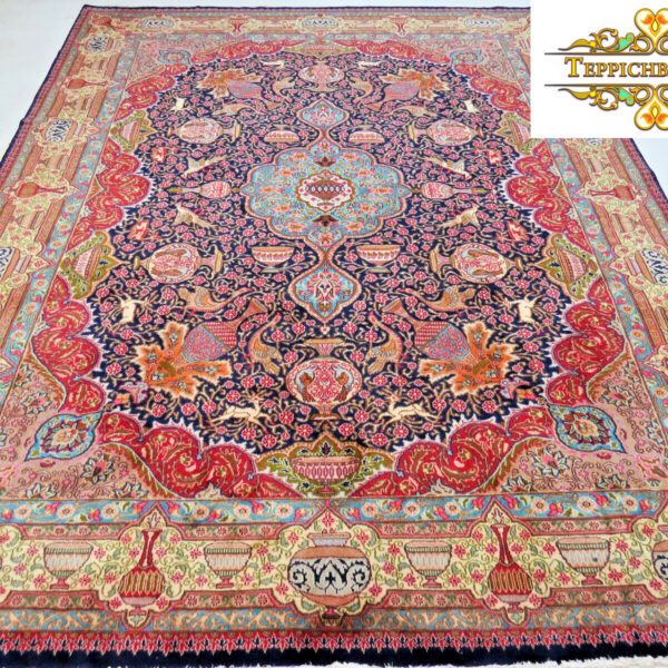 Prodáno (#F1121) cca 380x295cm Ručně vázaný kašmarský perský koberec klasický tmavý Vídeň Rakousko Koupit online