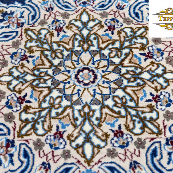 Hand-knotted Nain Persian carpet 9La with silk Iran oriental carpet unique 9La 350.000/sqm