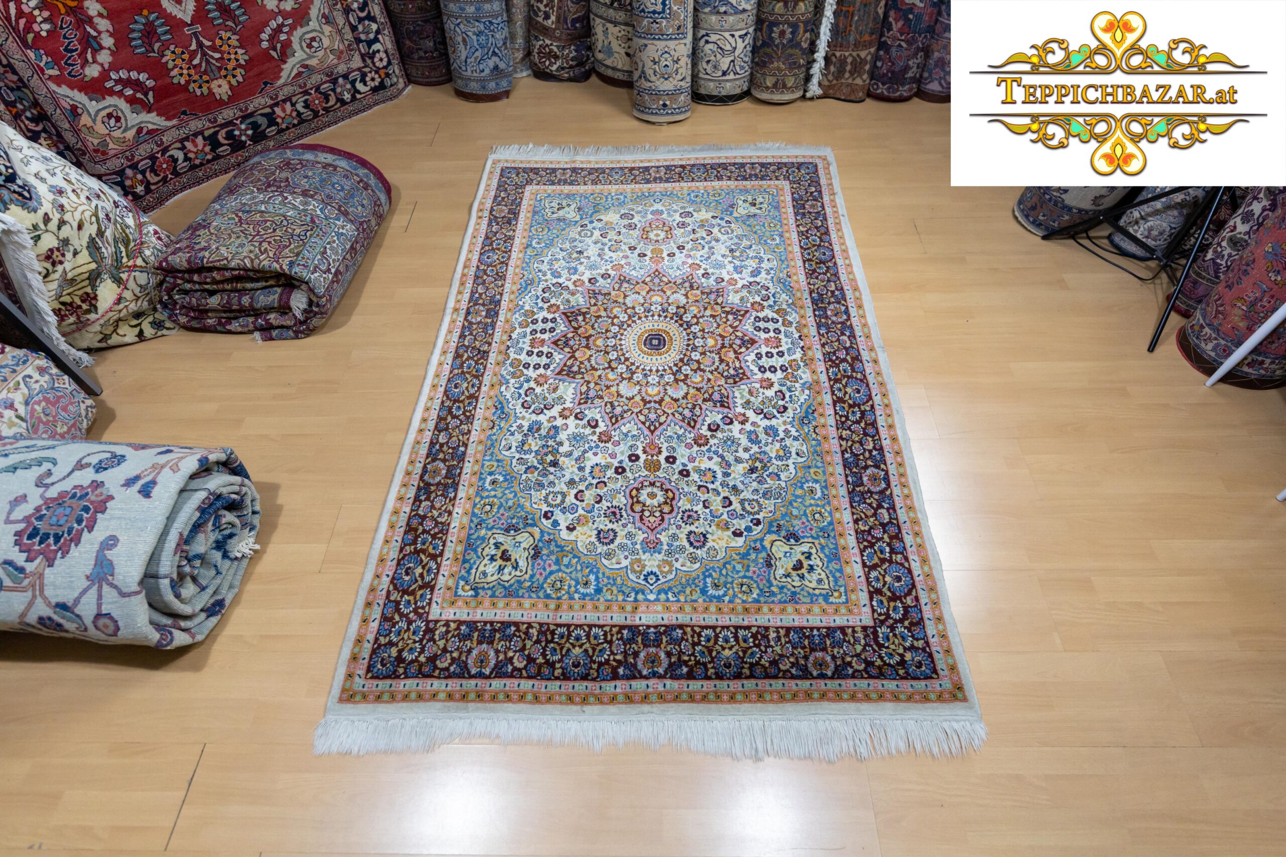 Verkauft (#302) ca. 218x140cm Handgeknüpfter Orientteppich Unikat Anatolisch Hereke Muster Türkei Teppiche mit Seide Teppiche mit Seide Perserteppich Orientteppich