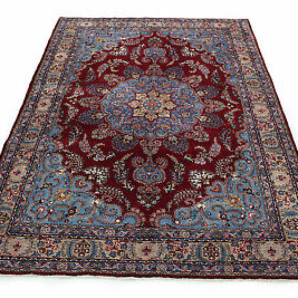 Persiškas kilimas klasikinis rytietiškas kilimas Mashad raudonas su šviesiai mėlyna spalva 340x240 Classic Floral Vienna Austria Pirkite internetu
