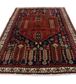Klassischer Orientteppich Sirjan Afshar Blau mit Rot in 300x190