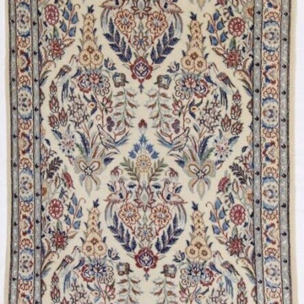 El dokuması Nain 9La halı, ipek oryantal halı ile 350 x 85 cm İran halısı klasik antika Viyana Avusturya çevrimiçi satın al