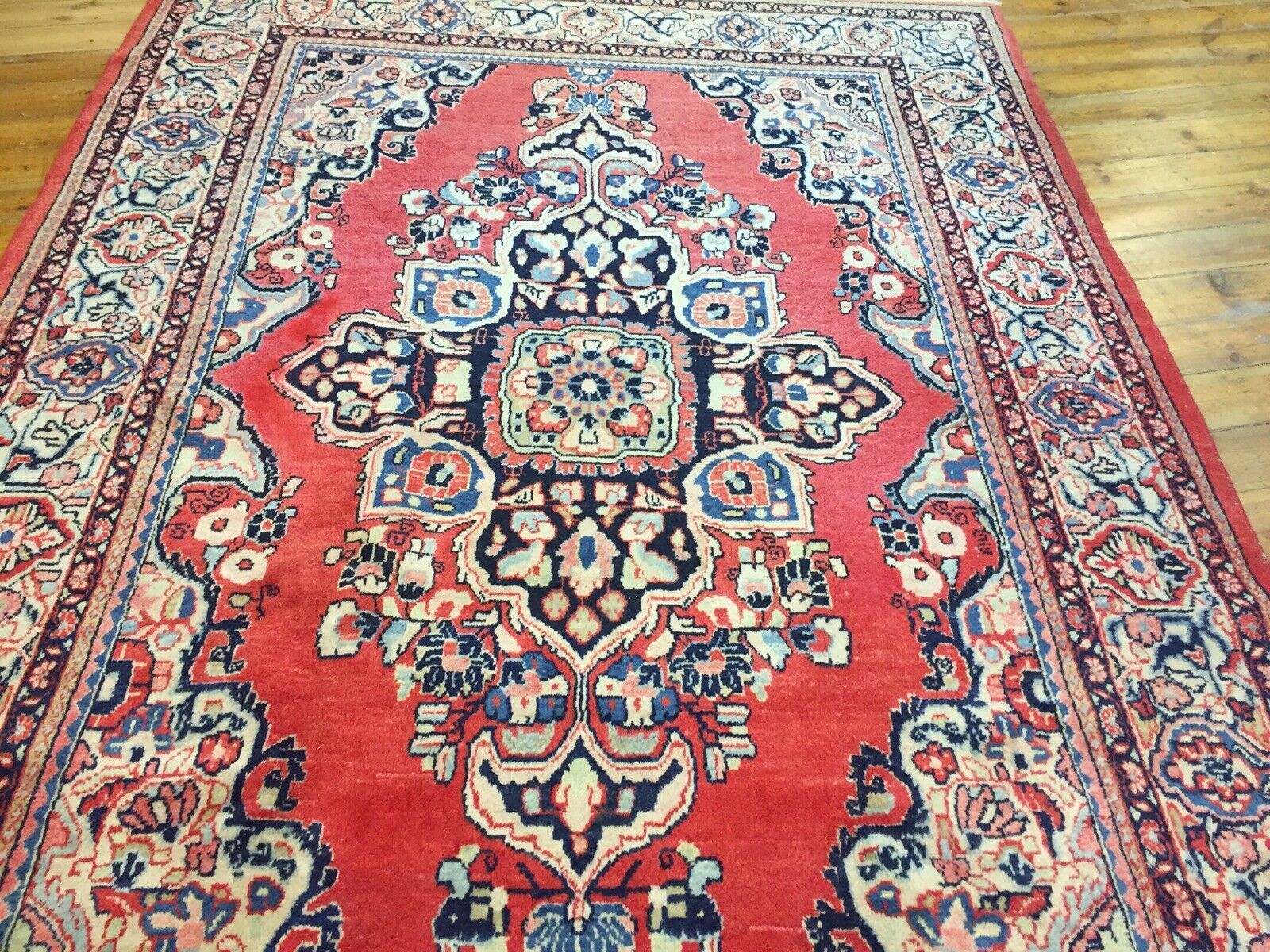 古いペルシャ絨毯マハラット手織りスーパー装飾オールドピンク 300x200