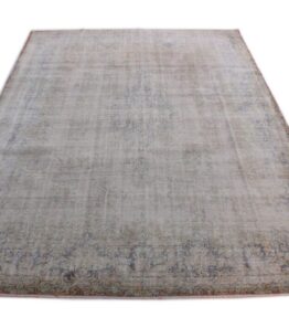 Teppichbazar Design Vintage-Teppich Beige Sand Grau in 410x300 handgeknüpft