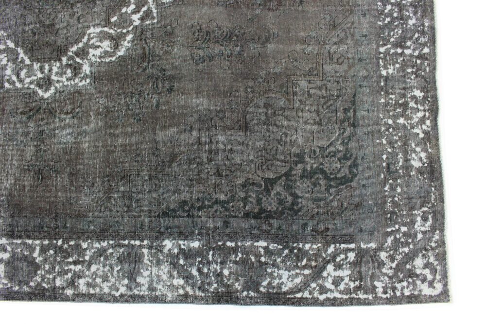 TEPPICHBAZAR DESIGN VINTAGE-TEPPICH GRAU SCHWARZ IN 360X290 PERSERTEPPICH ORIENTTEPPICH