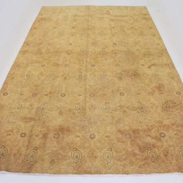 优雅复古波斯地毯浅棕色二手外观 350x200 手工打结现代棕色维也纳奥地利在线购买