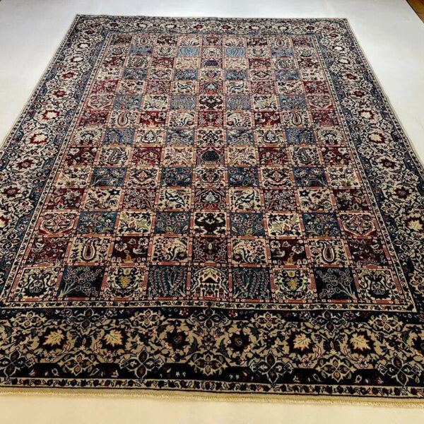 Eksklusivt uvanlig persisk teppe Yazd feltdesign håndknyttet 369/254cm klassisk 100 Wien Østerrike kjøp online
