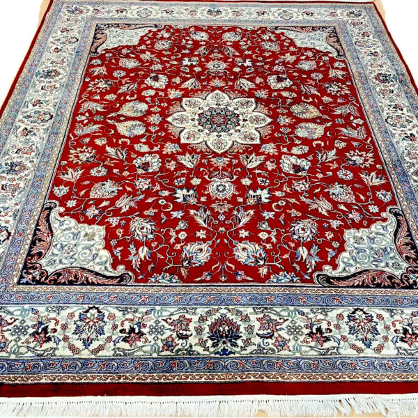 Išskirtinis rytietiškas kilimėlis, ypač plonas, raudonas, rankomis surištas kašmyro vilna 280x225 klasikinis Indija Viena Austrija Pirkite internetu