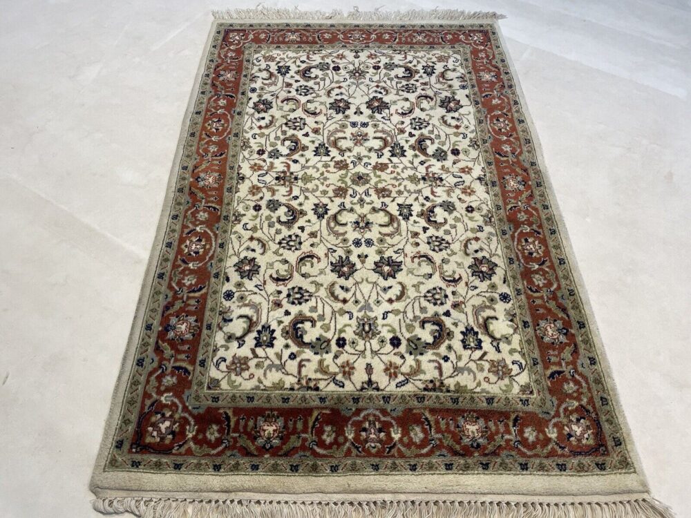 CASHMERE RUG HANDKNOT PATTERNED THROUGHOUT BEIGE 180/120 PERSIAN RUG ORIENTAL RUG