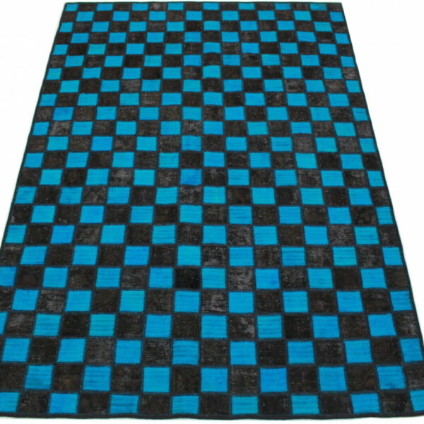 Patchwork Teppich Blau Schwarz in 250x160cm Modern Patchwork Wien Österreich Online Kaufen