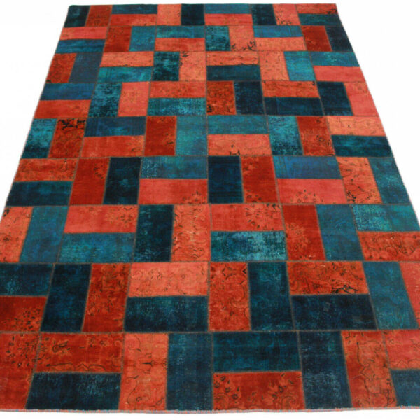 Patchwork Teppich Rot Blau Türkis in 370x240cm Modern Patchwork Wien Österreich Online Kaufen