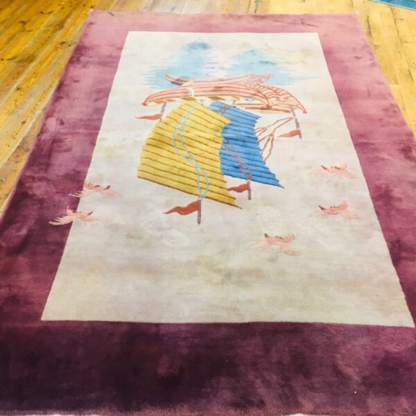 东方地毯北京地毯帆船图案极细手结米色275x185手结中国经典米色维也纳奥地利在线购买