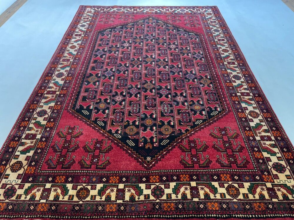 سجادة فارسية جميلة باللون الأحمر مصنوعة من مادة عبادة نادرة جدًا 305 × 206 سم 221032 سجادة فارسية سجادة شرقي
