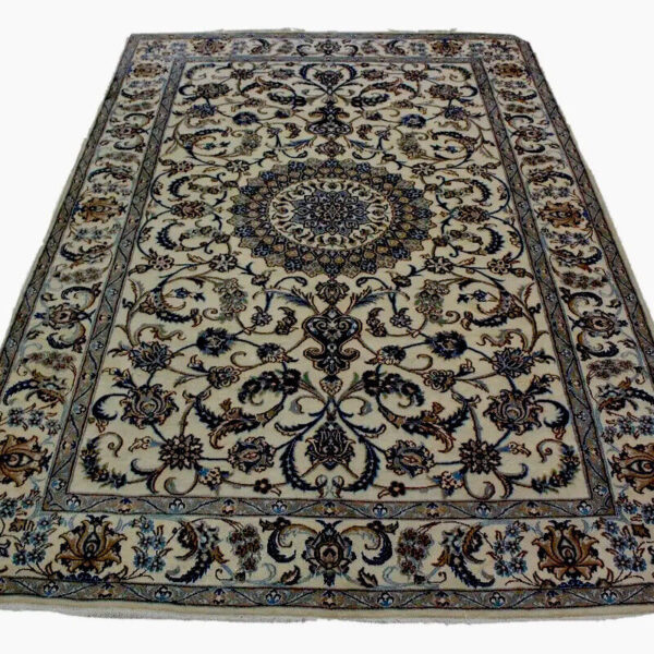 فرش ایرانی بسیار زیبا فرش شرقی نائینی بژ روشن 9LA 300x200 دستبافت کلاسیک بژ وین اتریش خرید اینترنتی