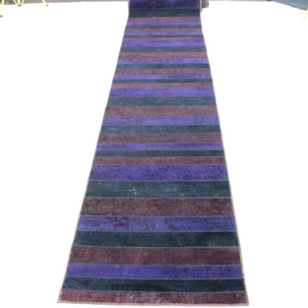 Tapis de couloir super extra long patchwork persan 1040x120 violet noir noué à la main moderne antique Vienne Autriche Acheter en ligne