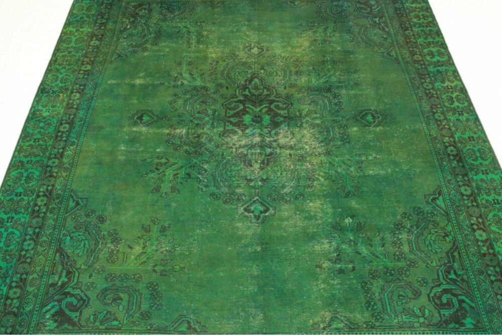 VINTAGE CARPET GREEN IN 370X280CM PERSIAN CARPET ORIENTAL CARPET