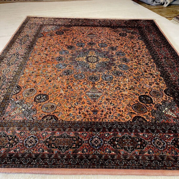 Esclusivo tappeto orientale, cashmere particolarmente pregiato, pura lana vergine, rosa, 300x250, fatto a mano
