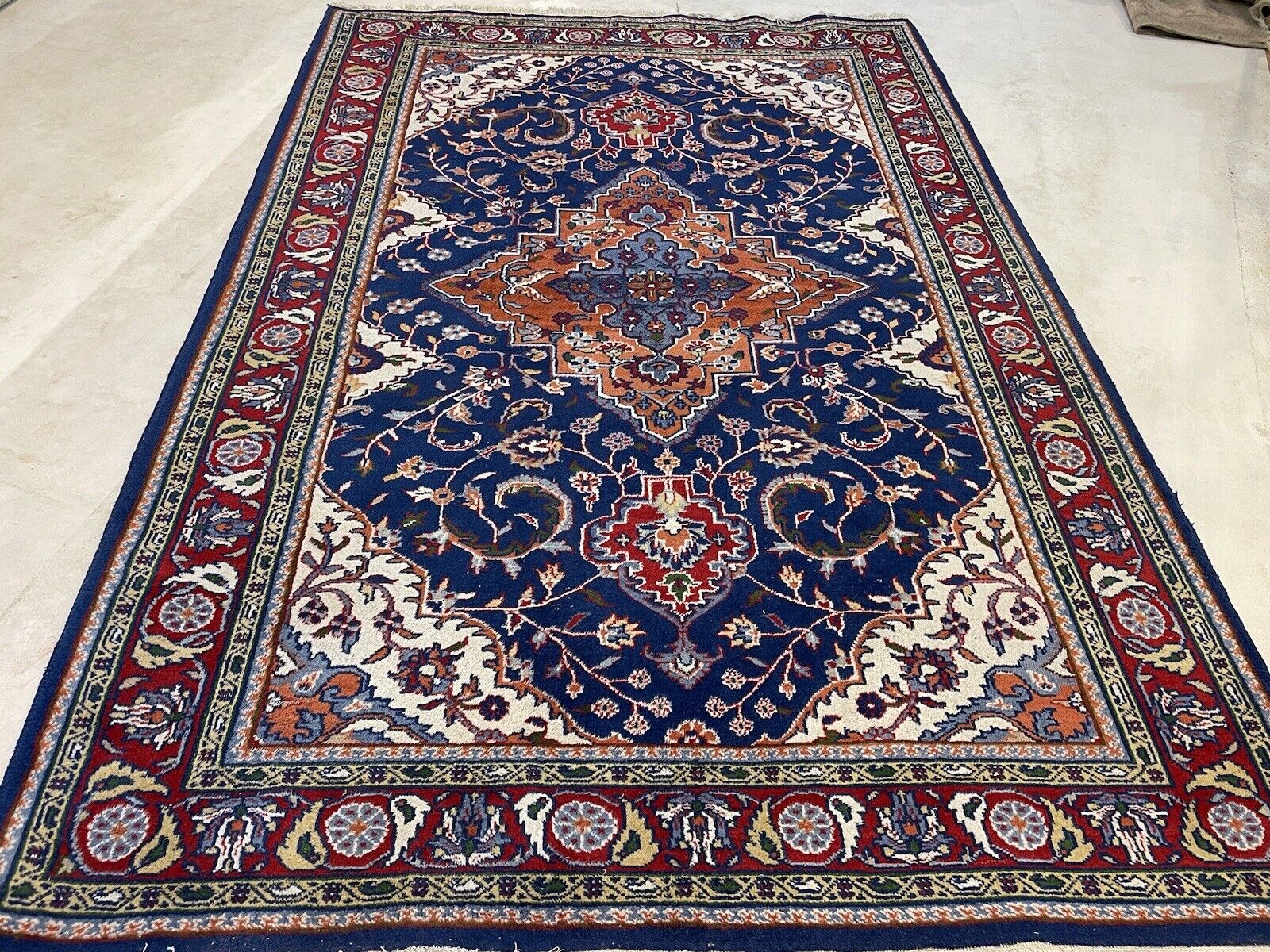 Lagerverkauf Sarough Blau Handgeknüpft 300x200 Dekorativ Sarough sarough Perserteppich Orientteppich