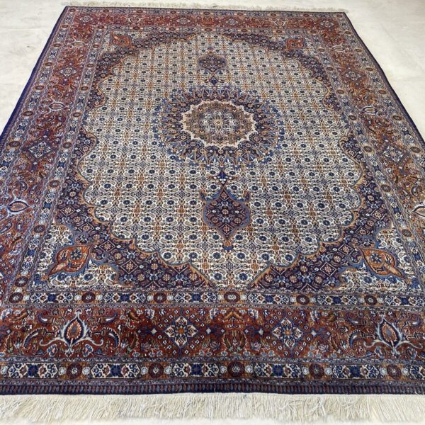 Moud extremely fine with silk Persian carpet 300x200 hand-knotted top very elegant