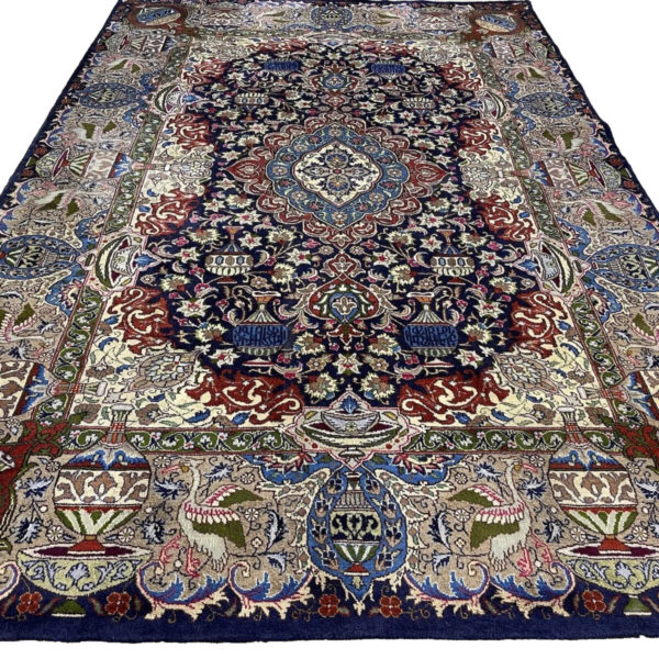 손으로 매듭지은 인증서가 있는 아름다운 페르시아 카펫 카슈마르 꽃병 300x200