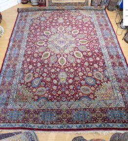 W1(#317) 370x275cm 650.000/qm Handgeknüpfter Toranj Sheikh Safi Ardabil Teppich Semiantik UNIKAT