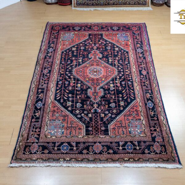 W1(#320) 242x156cm rankomis surištas persiškas Hamedan kilimas Touiserkan natūralios spalvos