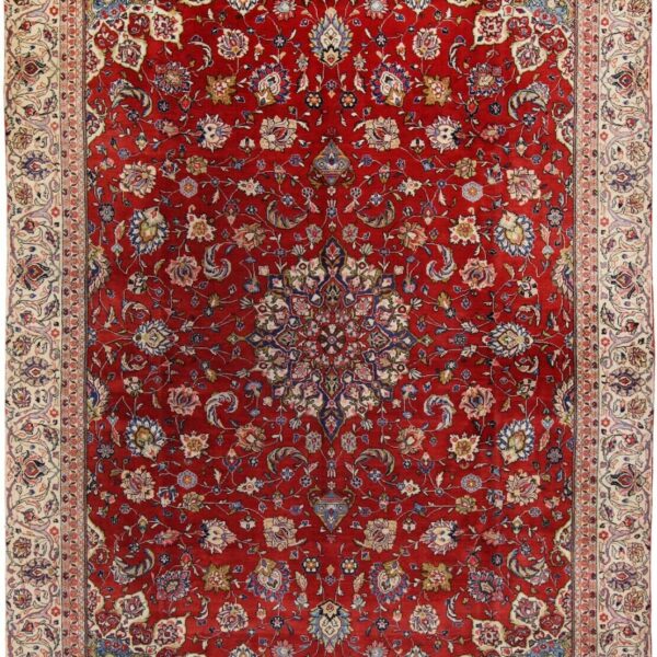 #Y100449 Käsinsolmittu persialainen matto Sarough vanha itämainen matto 344 x 240 cm Huippukunto