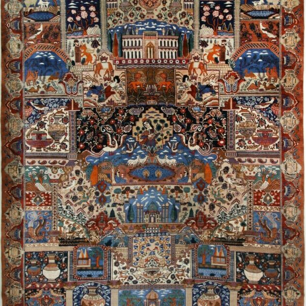 #H100358 Oriģinālais persiešu paklājs Kashmar 380 x 310 cm Vislabākā stāvoklī Garteneden