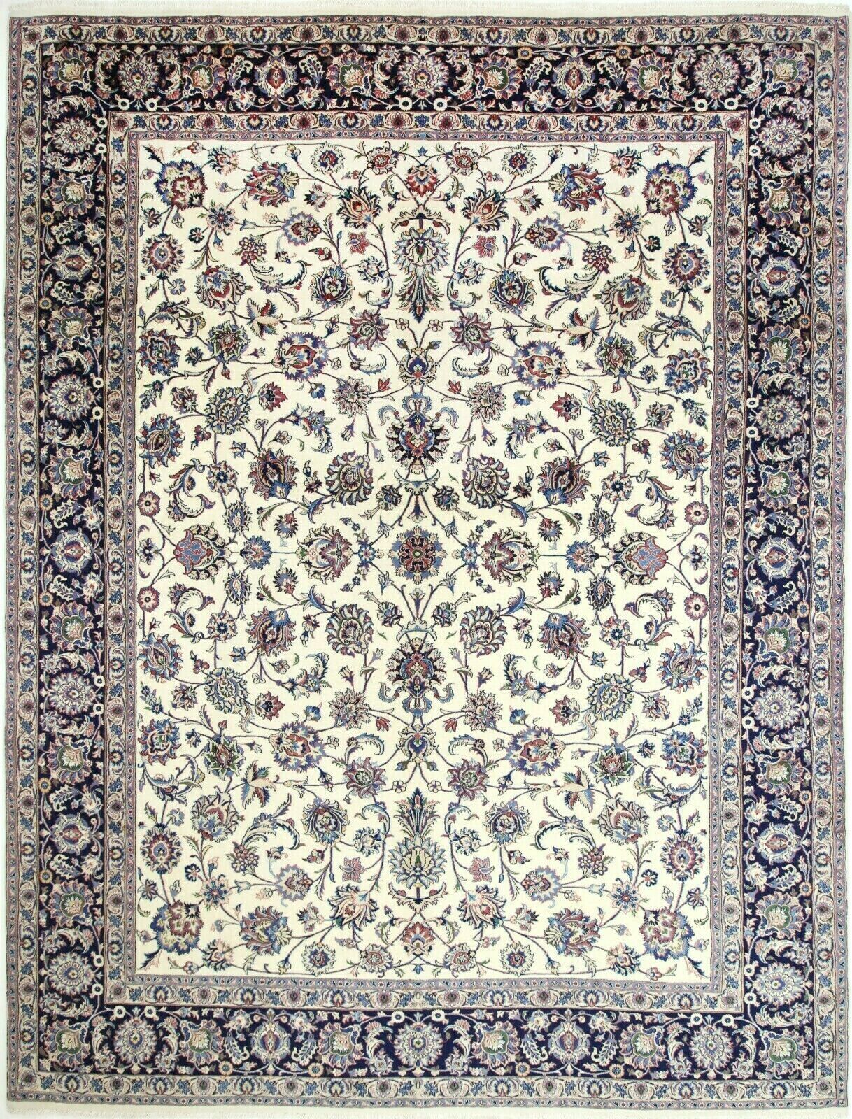 #H100385 Original Perserteppich Mashad Fein 399 x 293 cm Beige Farbe Top Zustand Mashad Perserteppich Orientteppich